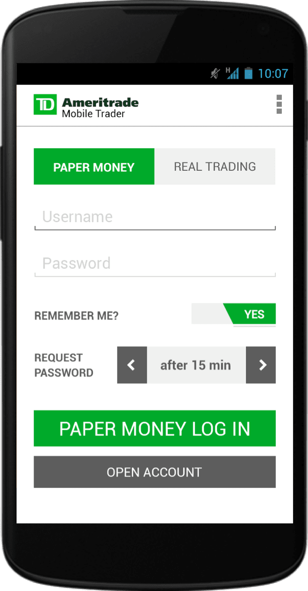 Login screen for android phone, running 4.4 kit kat release from 2013