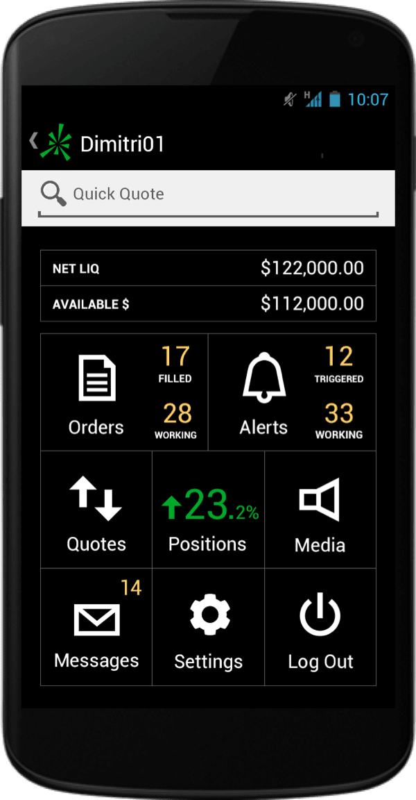 Dashboard screen for android phone, running 4.4 kit kat release from 2013