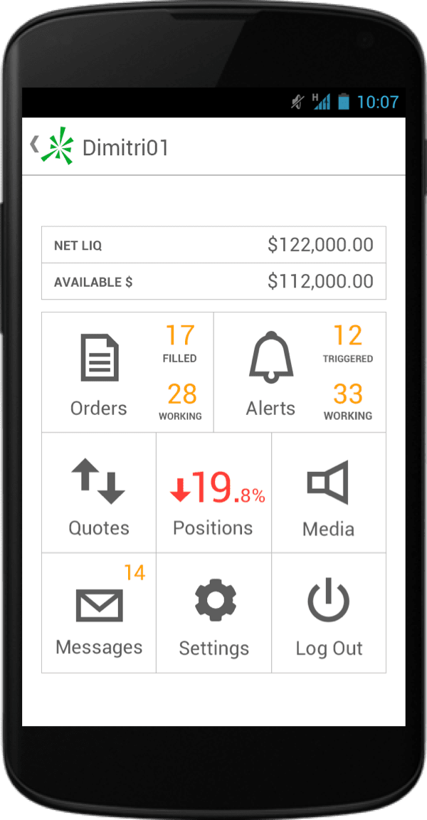 Dashboard screen for android phone, running 4.4 kit kat release from 2013
