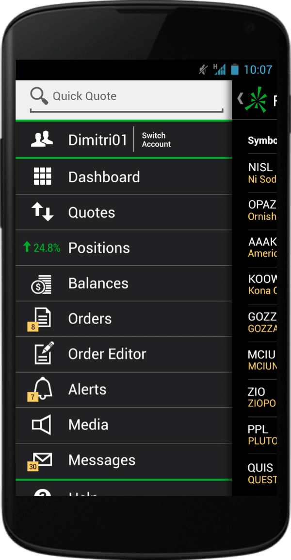 Navigation menu for android phone, running 4.4 kit kat release from 2013