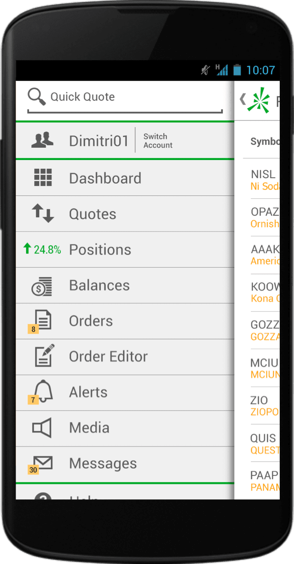 Navigation menu for android phone, running 4.4 kit kat release from 2013