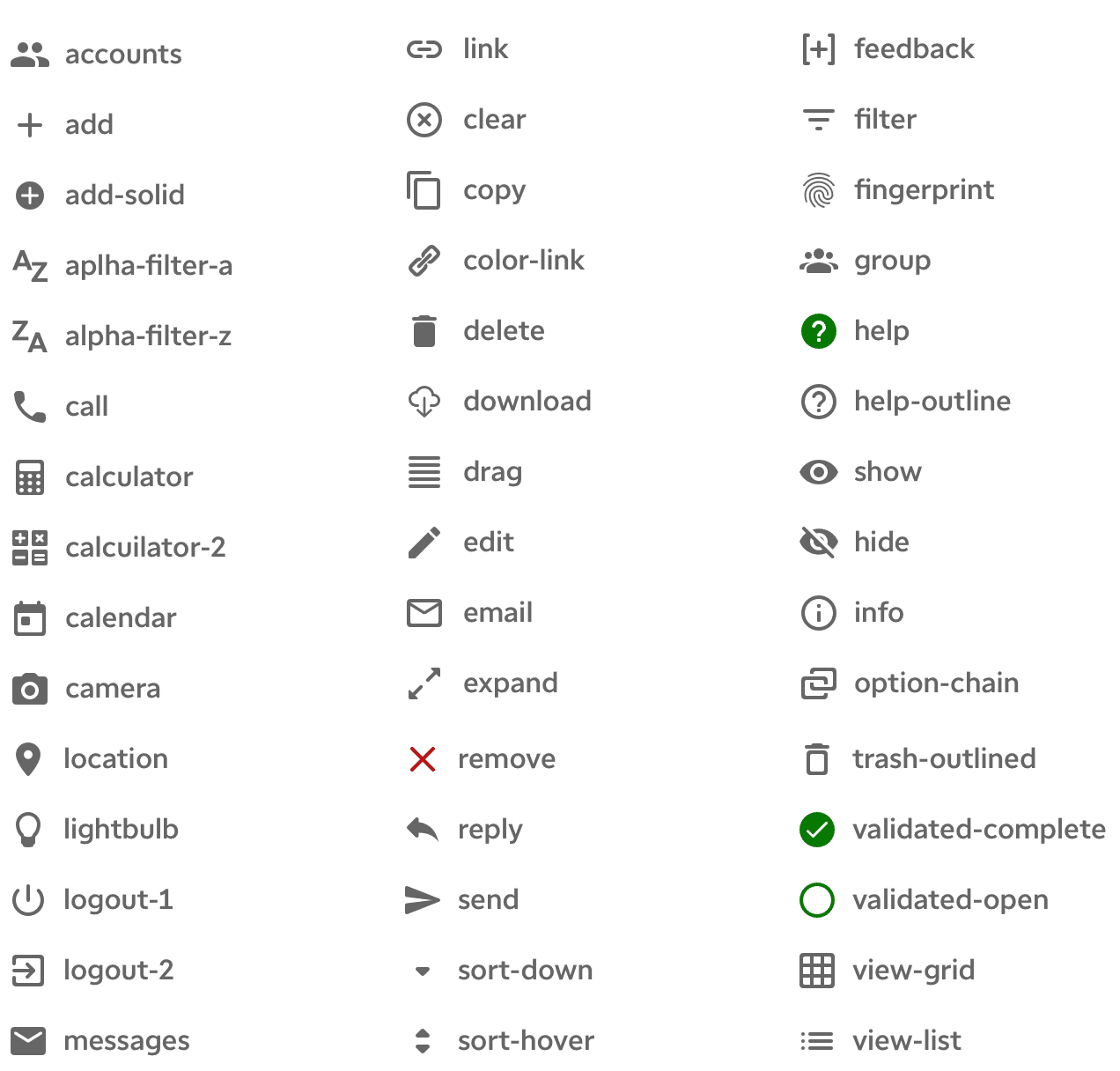 Some of Verde's utility icons