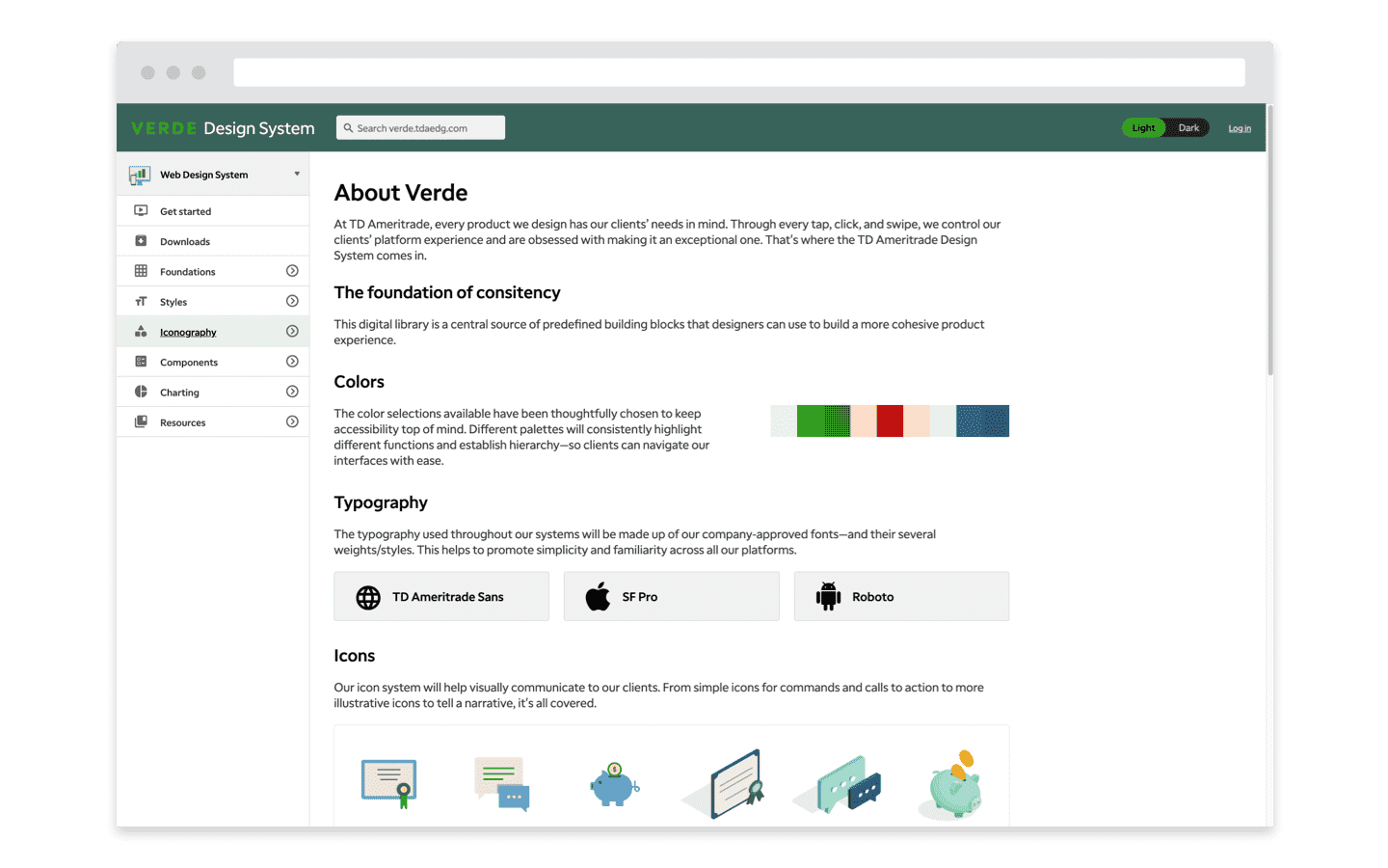 Verde overview page