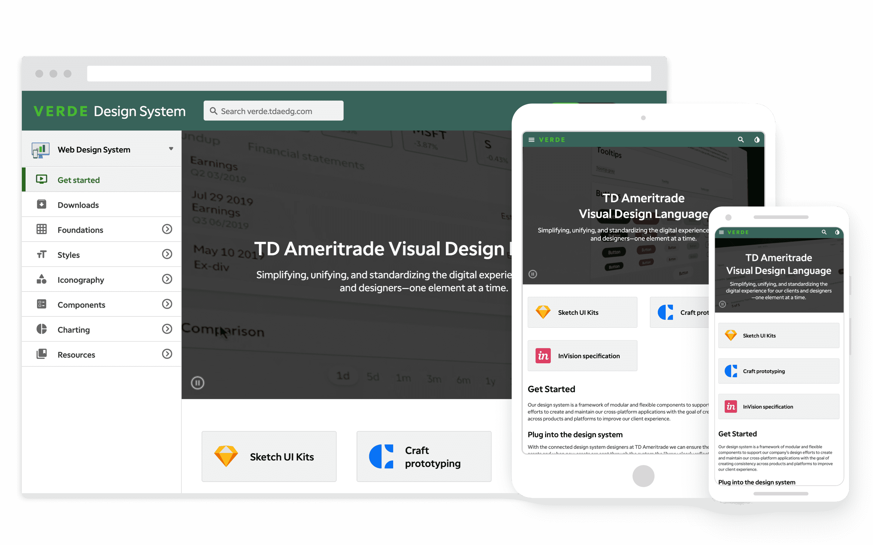 image of Verde's website homepage on desktop, tablet and phone