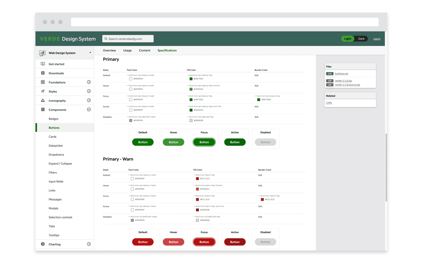 Button component page
