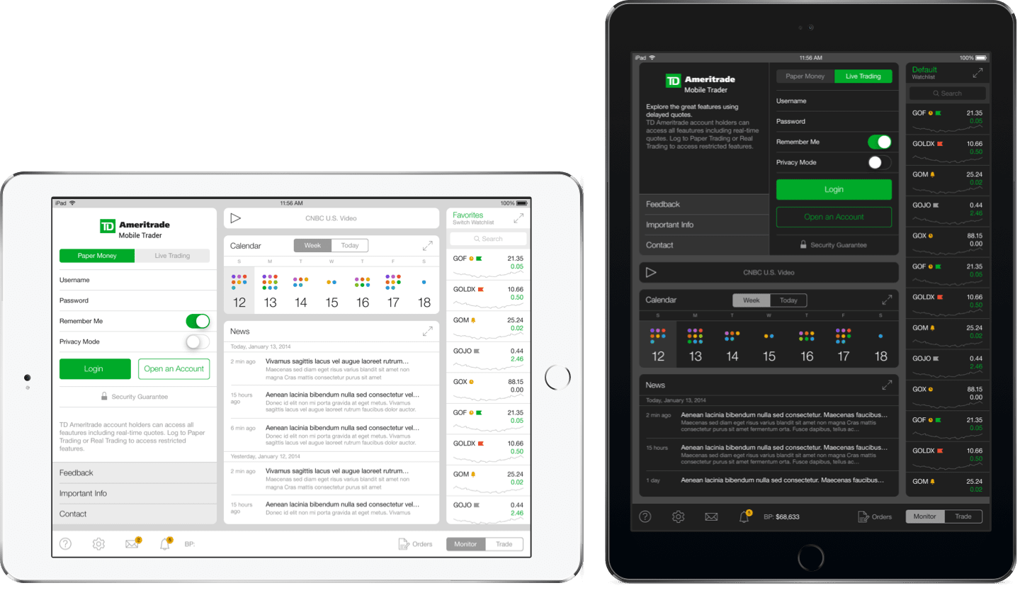 Mobile Trader Watchlist for iOS7