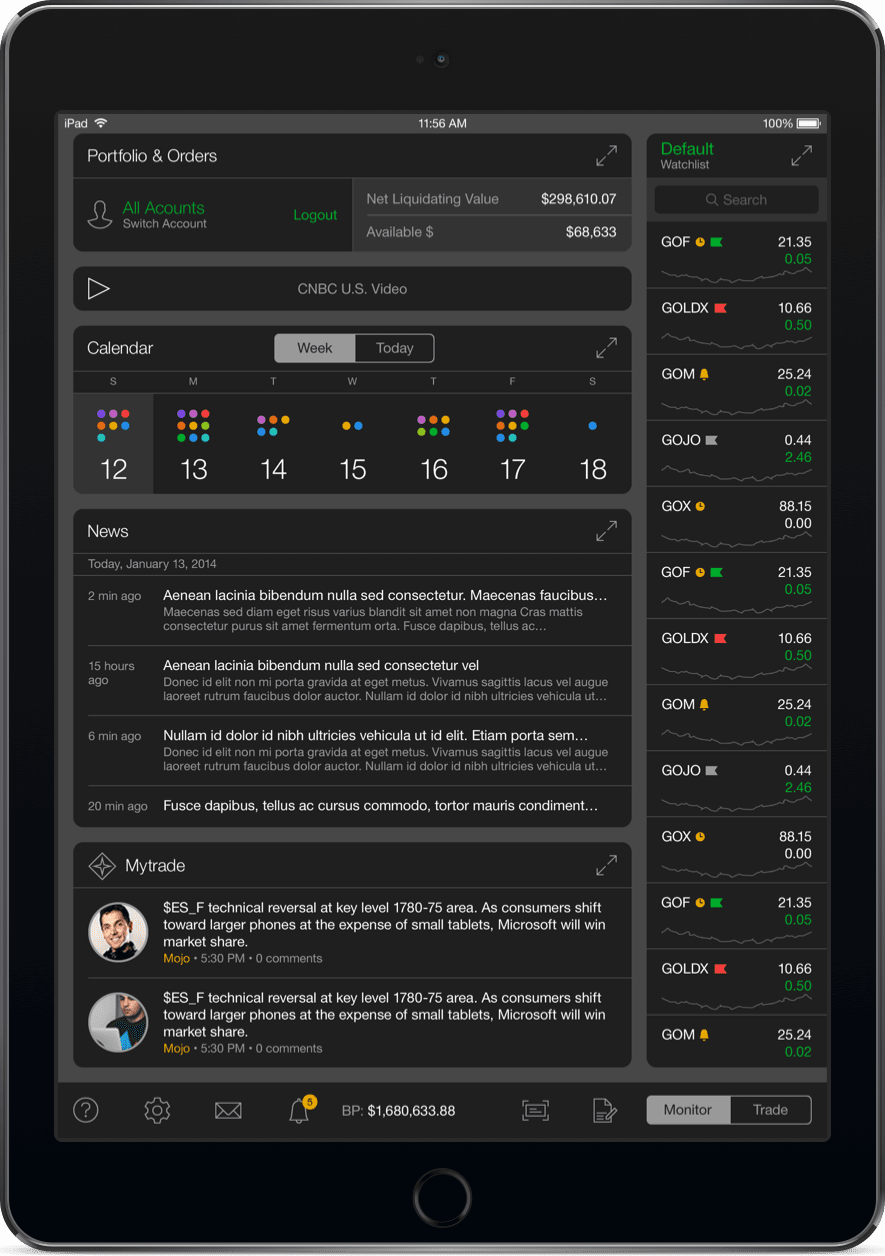 Mobile Trader Watchlist for iOS7