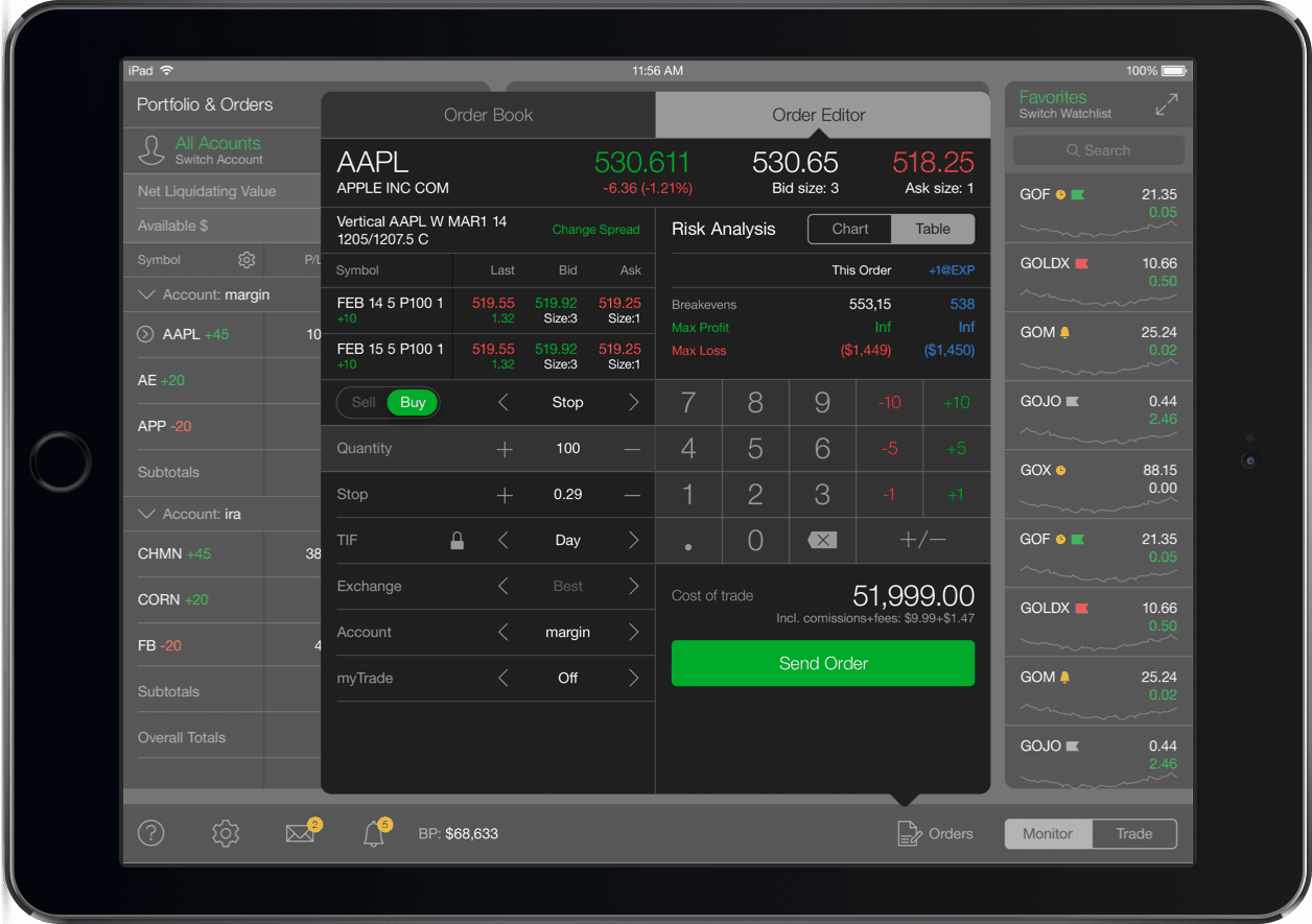 Mobile Trader Watchlist for iOS7